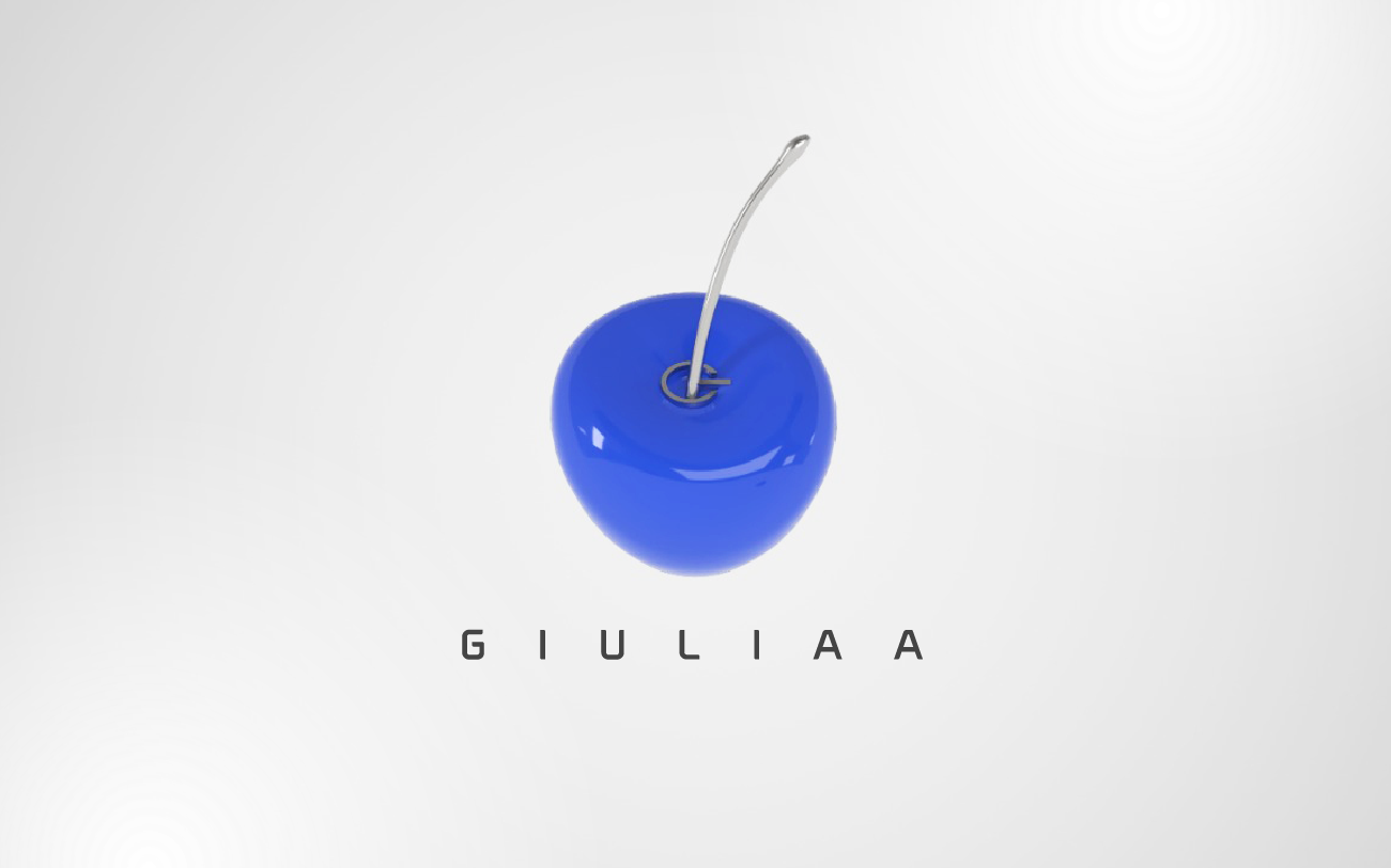 diseño de logo cereza azul giuliaa branding logo 3d