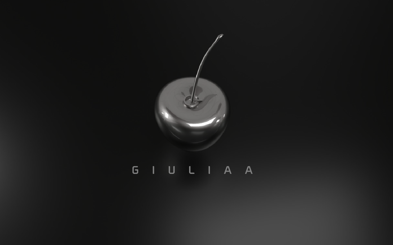 logo 3d cereza plateada logo gris giuliaa desarrollo de marca