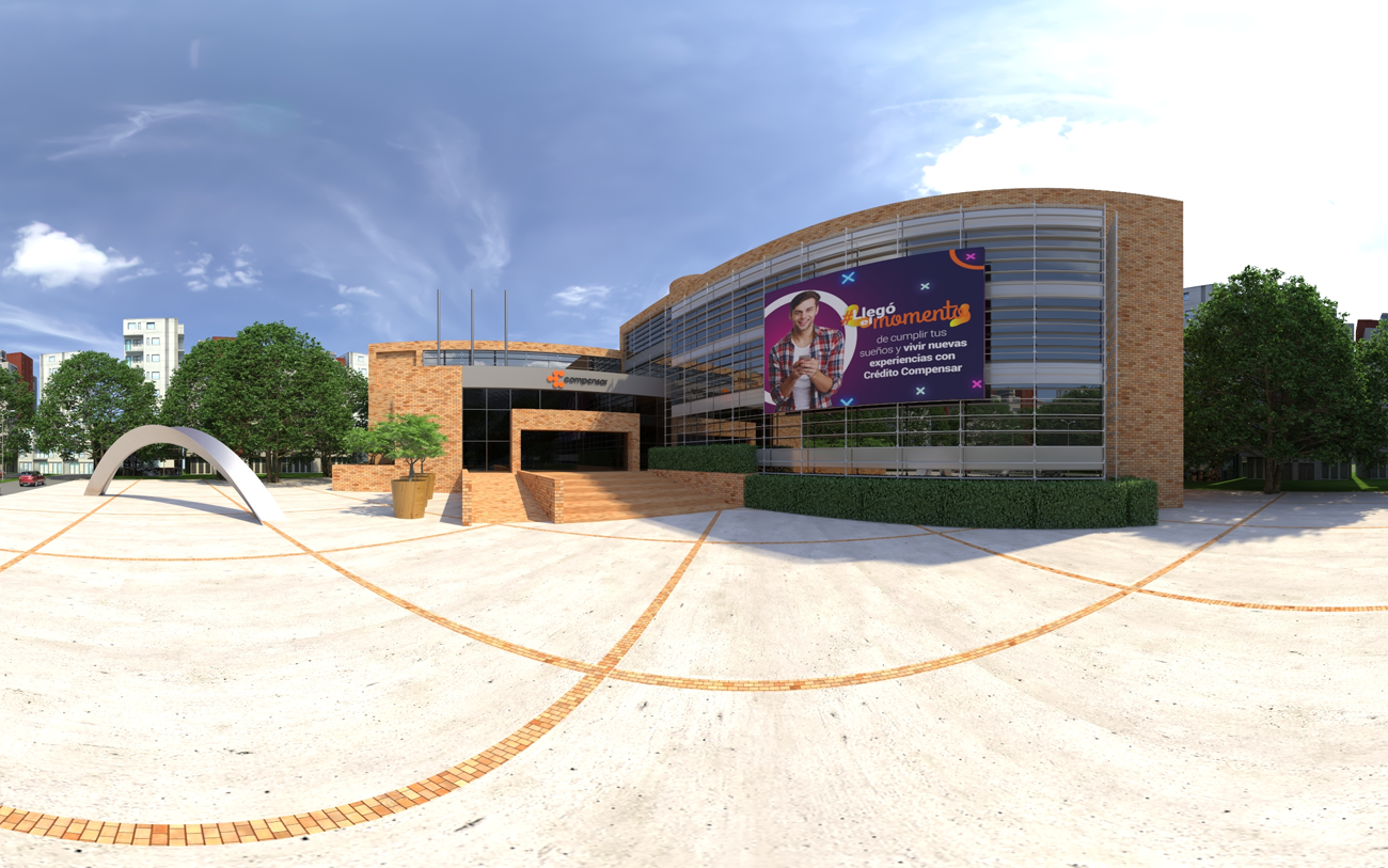compensar feria virtual fachada render 360 virtual